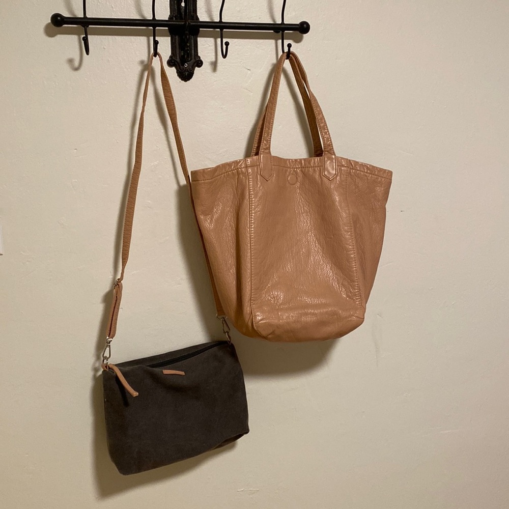 Blush pleather & grey canvas purse set by Remi + Reid from Anthropologie